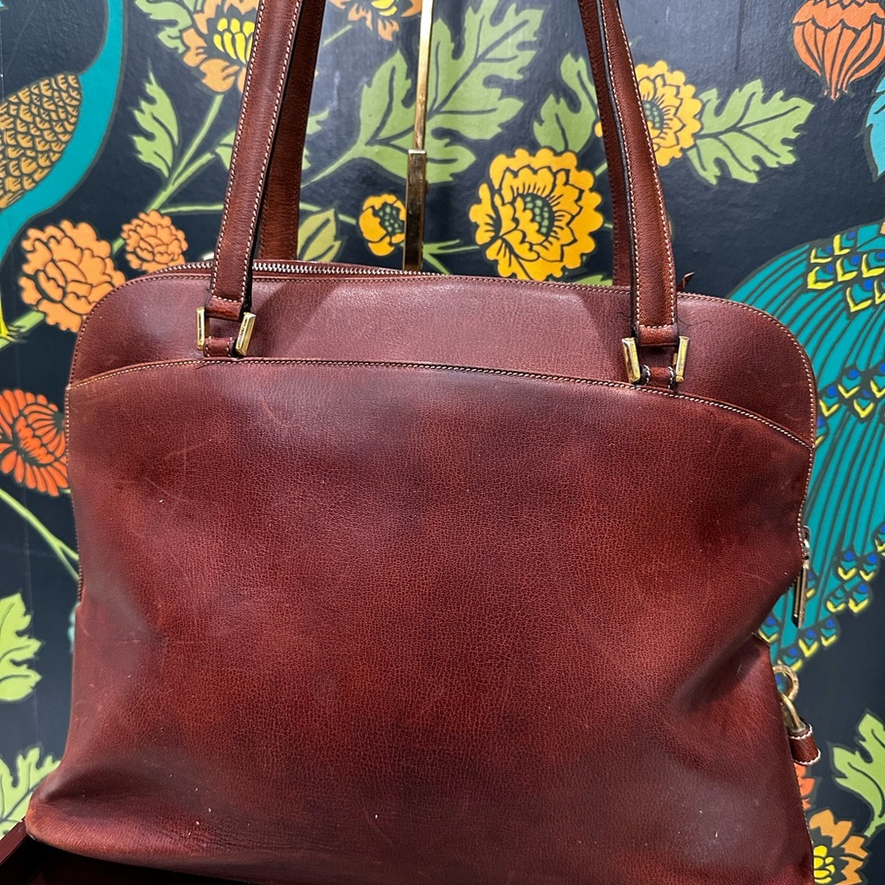 Vintage Salvatore Ferragamo Brown Leather Shoulder Tote with Lock & Key - Picture 10 of 15